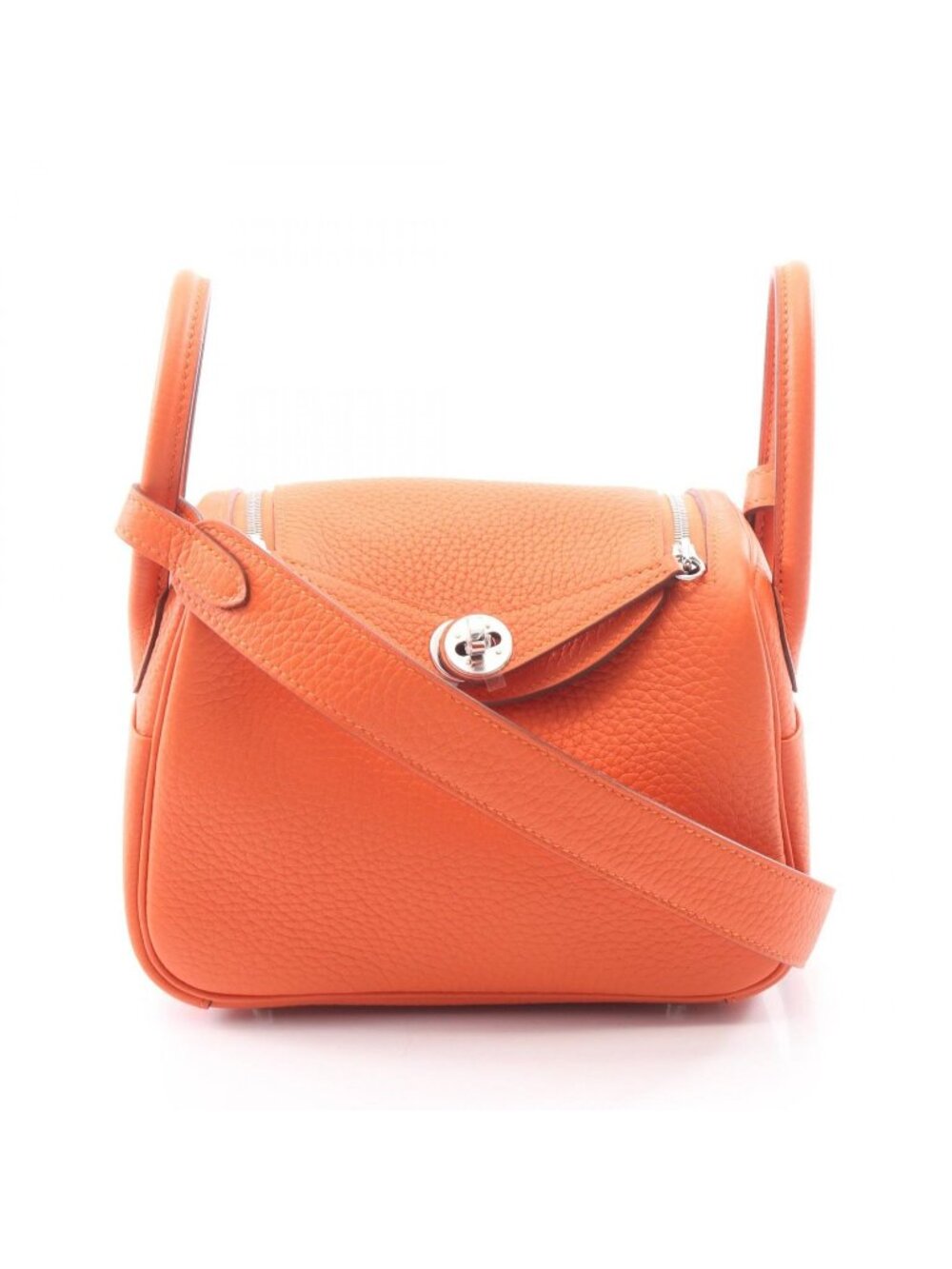 Hermes Shoulder Bag Lindy Mini Tangerine Leather